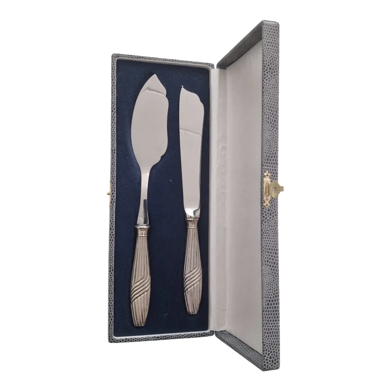 Conjunto de Servir Peixe com Cabos em Prata Javali II 833 e Estojo Original 26 cm — Portugal, 1887–1937
