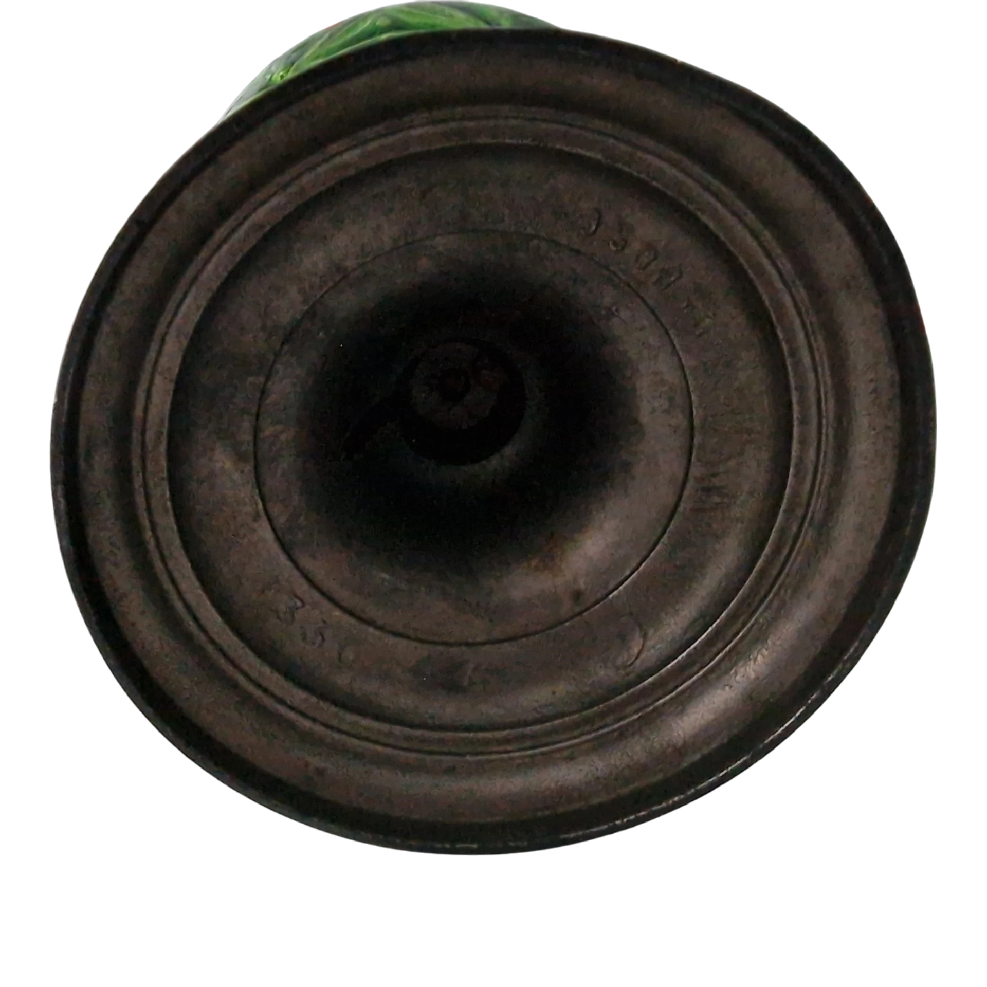 Candeeiro a Petróleo Antigo “Déposé” em Vidro Verde Moldado – França/Bélgica, c. 1890-1920