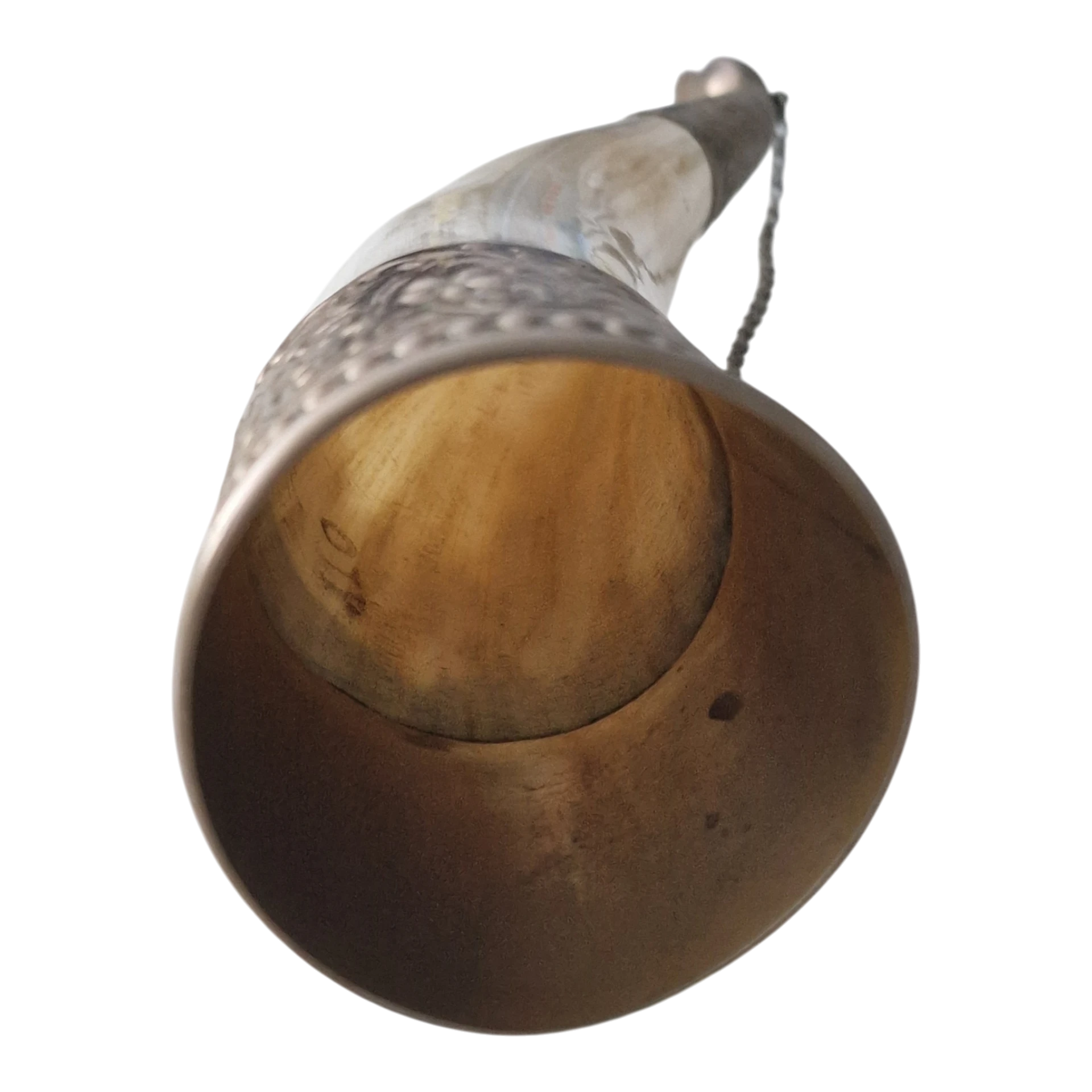 Corno de Beber Ornamental em Chifre Natural e Prata 800 24,5 cm — Europa Central, c. 1890-1930
