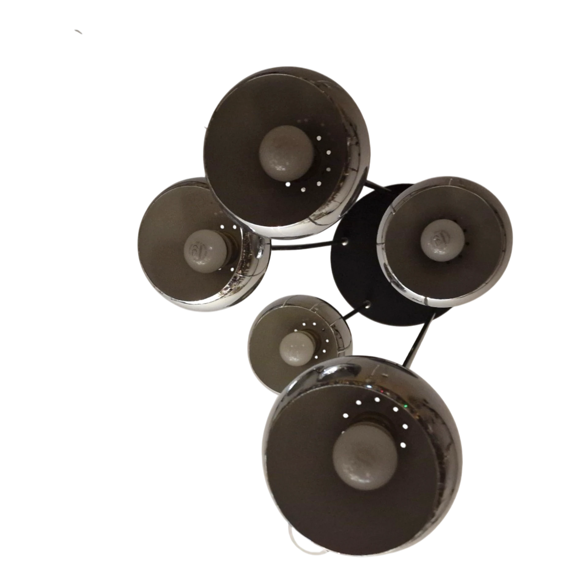Candeeiro Suspenso Space Age “Sputnik Cascade” — Design Vintage em Metal Cromado com 5 Focos | Anos 70
