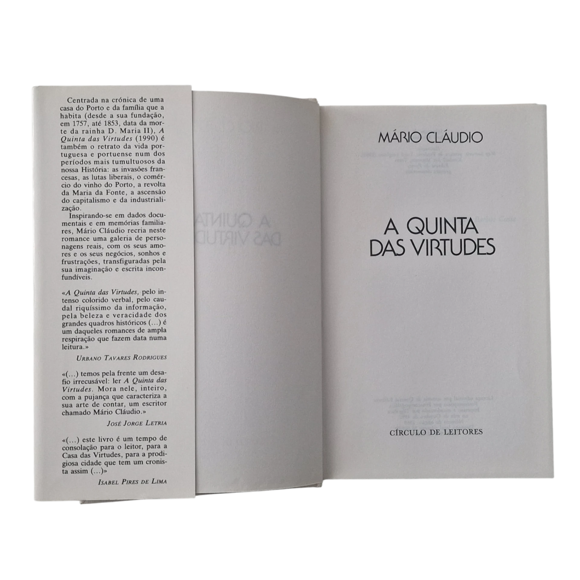 A Quinta das Virtudes – Mário Cláudio - Círculo de Leitores - 1992