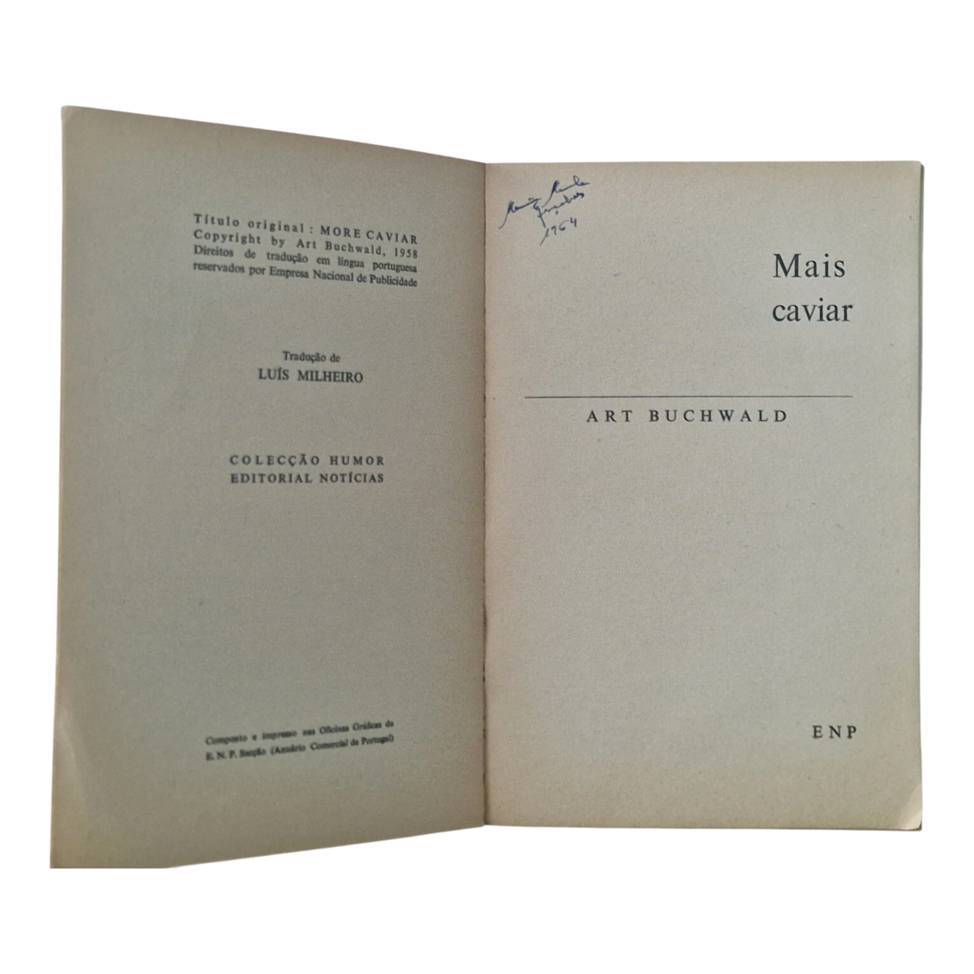 Mais Caviar – Art Buchwald – Coleção Humor – Empresa Nacional de Publicidade – 1958