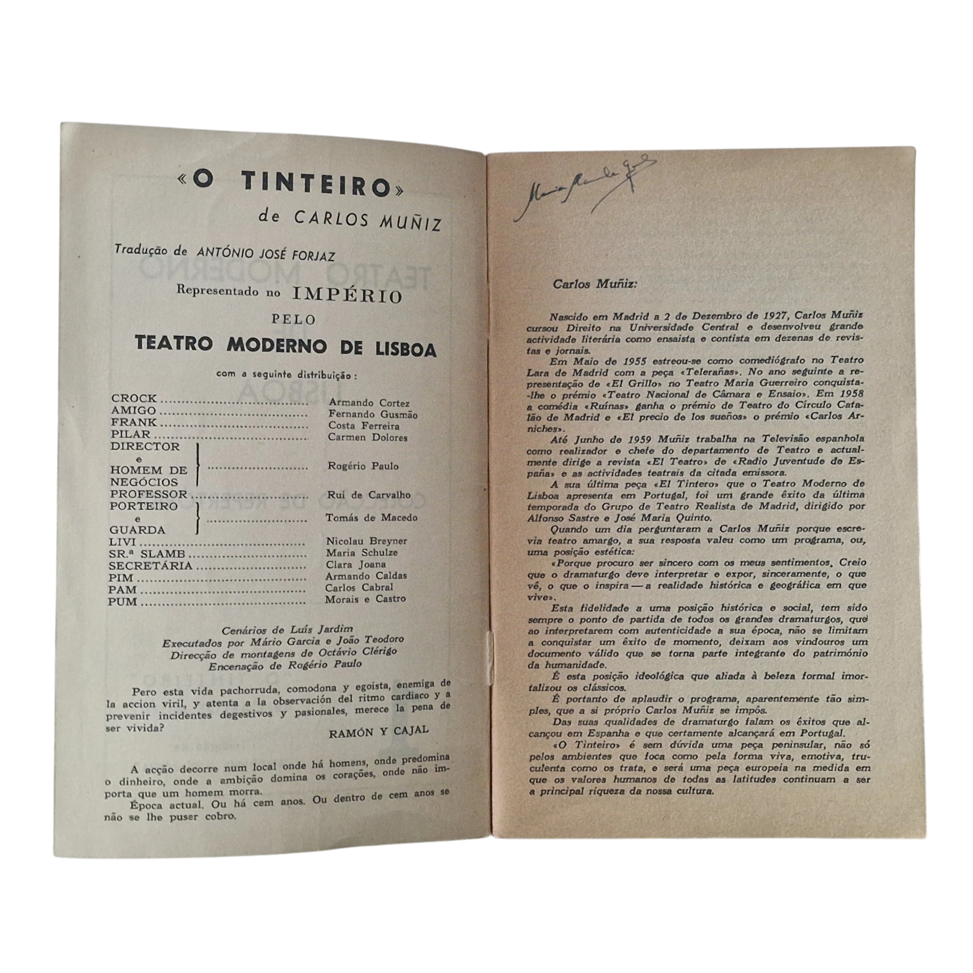 O Tinteiro – Carlos Muñiz - Teatro Moderno de Lisboa - Colecção de Repertório N. 1