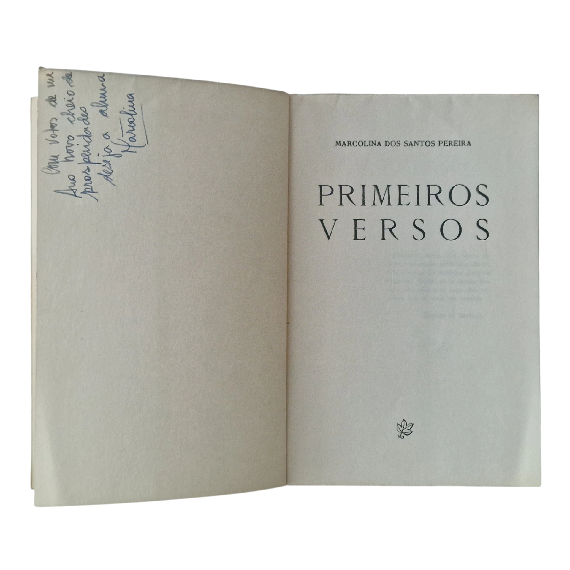 Primeiros Versos – Marcolina dos Santos Pereira – Poesia Portuguesa