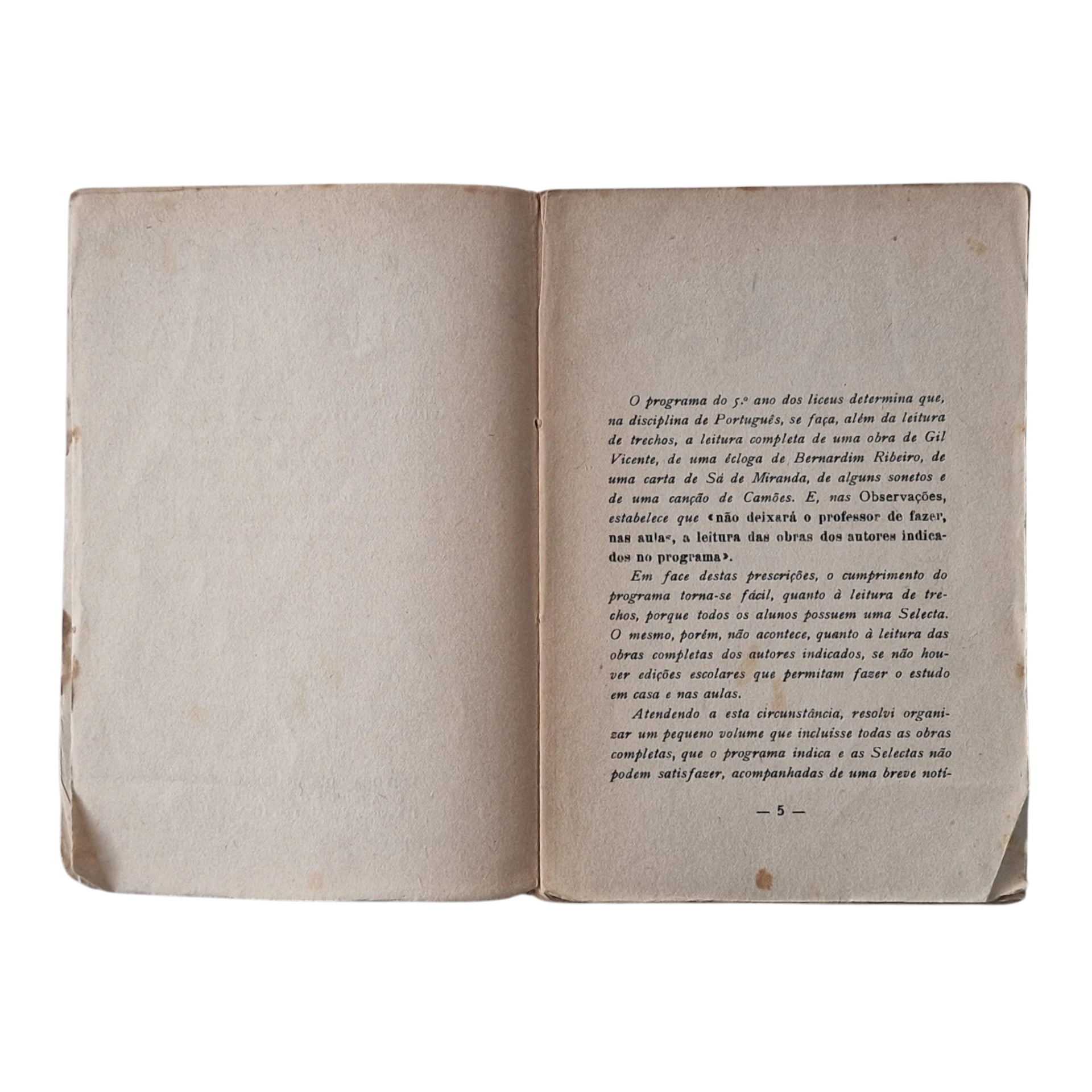 Colectânea Escolar – Gil Vicente, Bernardim Ribeiro, Sá de Miranda e Luís de Camões – 1947
