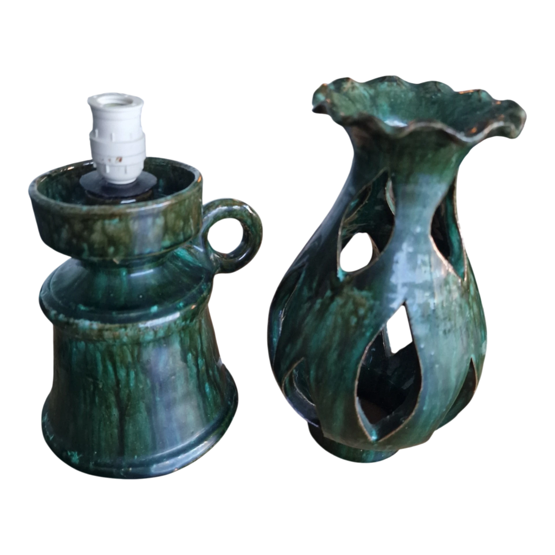 Candeeiro em Cerâmica Vidrada Verde – José Franco (Mafra) | Peça Vintage Portuguesa