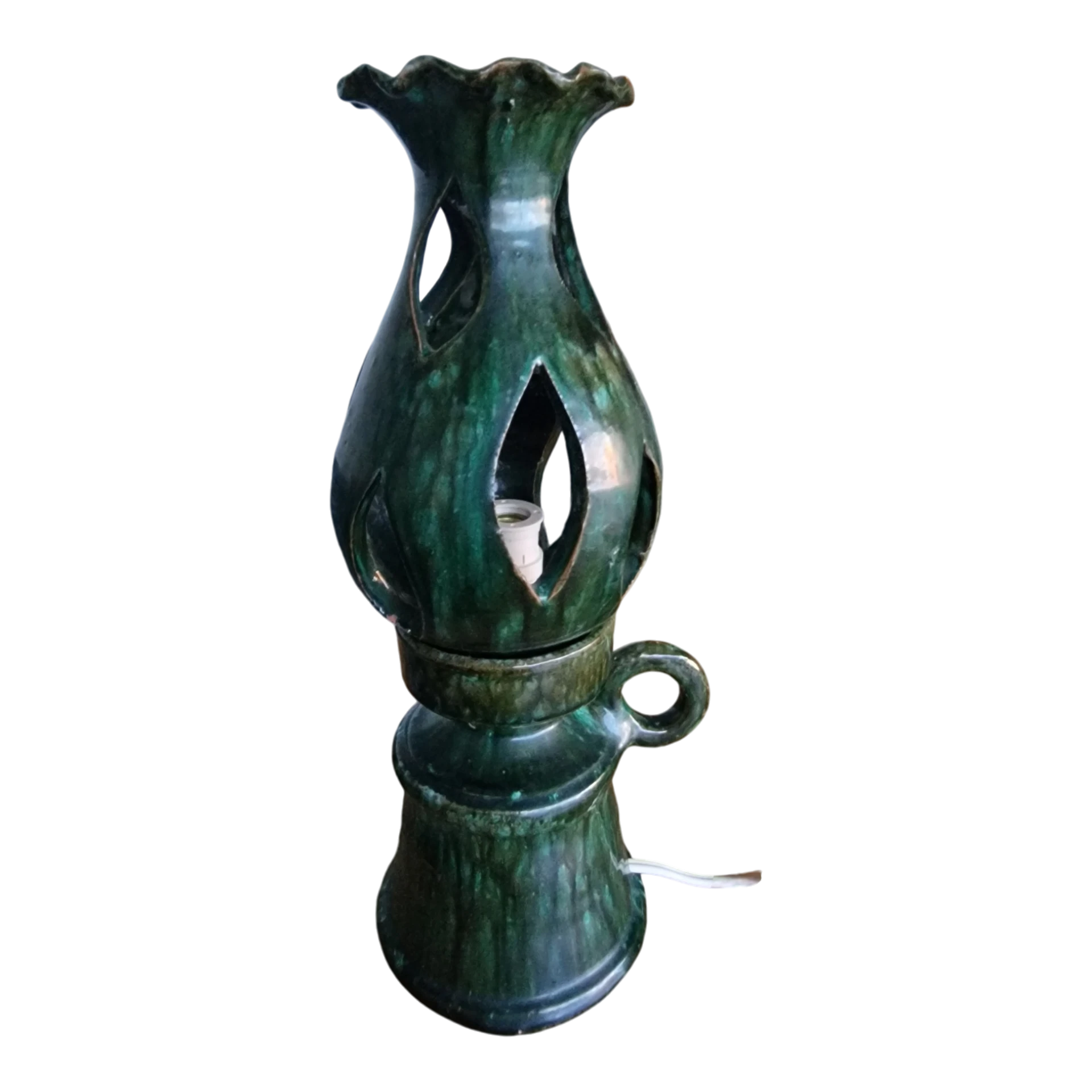 Candeeiro em Cerâmica Vidrada Verde – José Franco (Mafra) | Peça Vintage Portuguesa