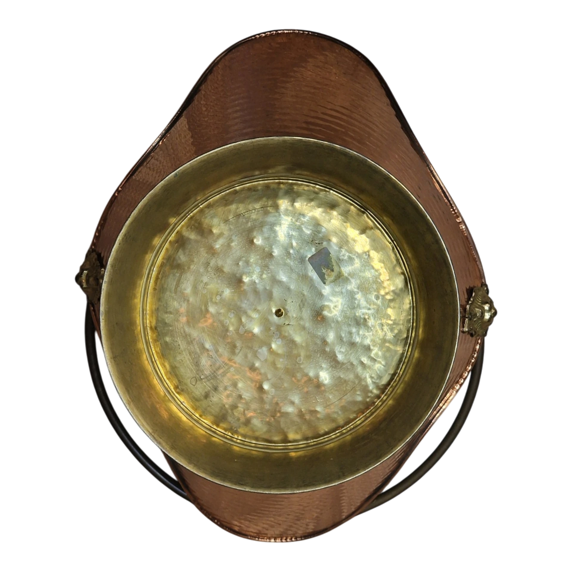 Carvoeira Porta-Lenha em Cobre e Latão Martelado - séc. XX - 37,5 cm - 964 g