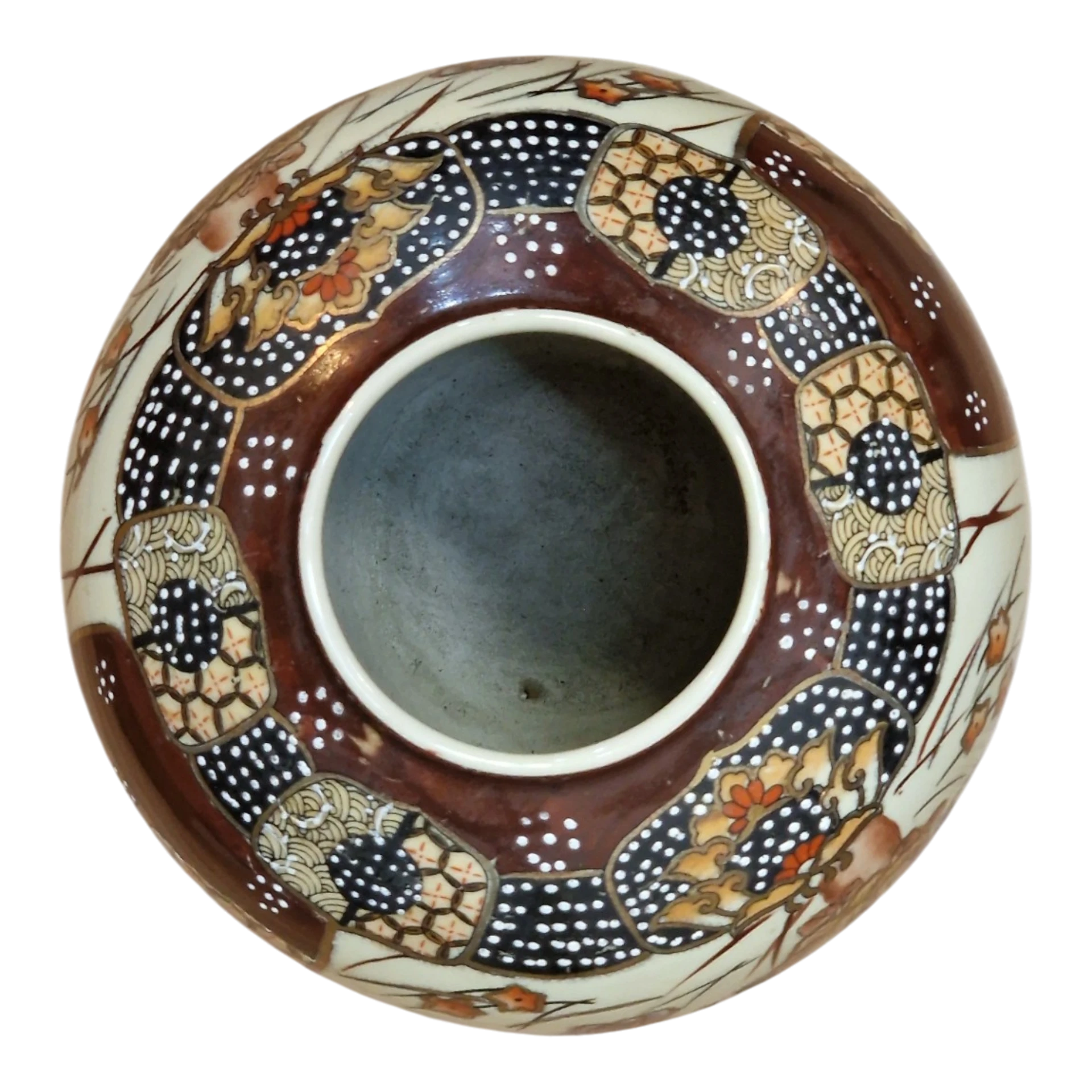 Jarra Japonesa Estilo Satsuma Pintada à Mão com Ave e Flores – 26 cm, 1,890 kg