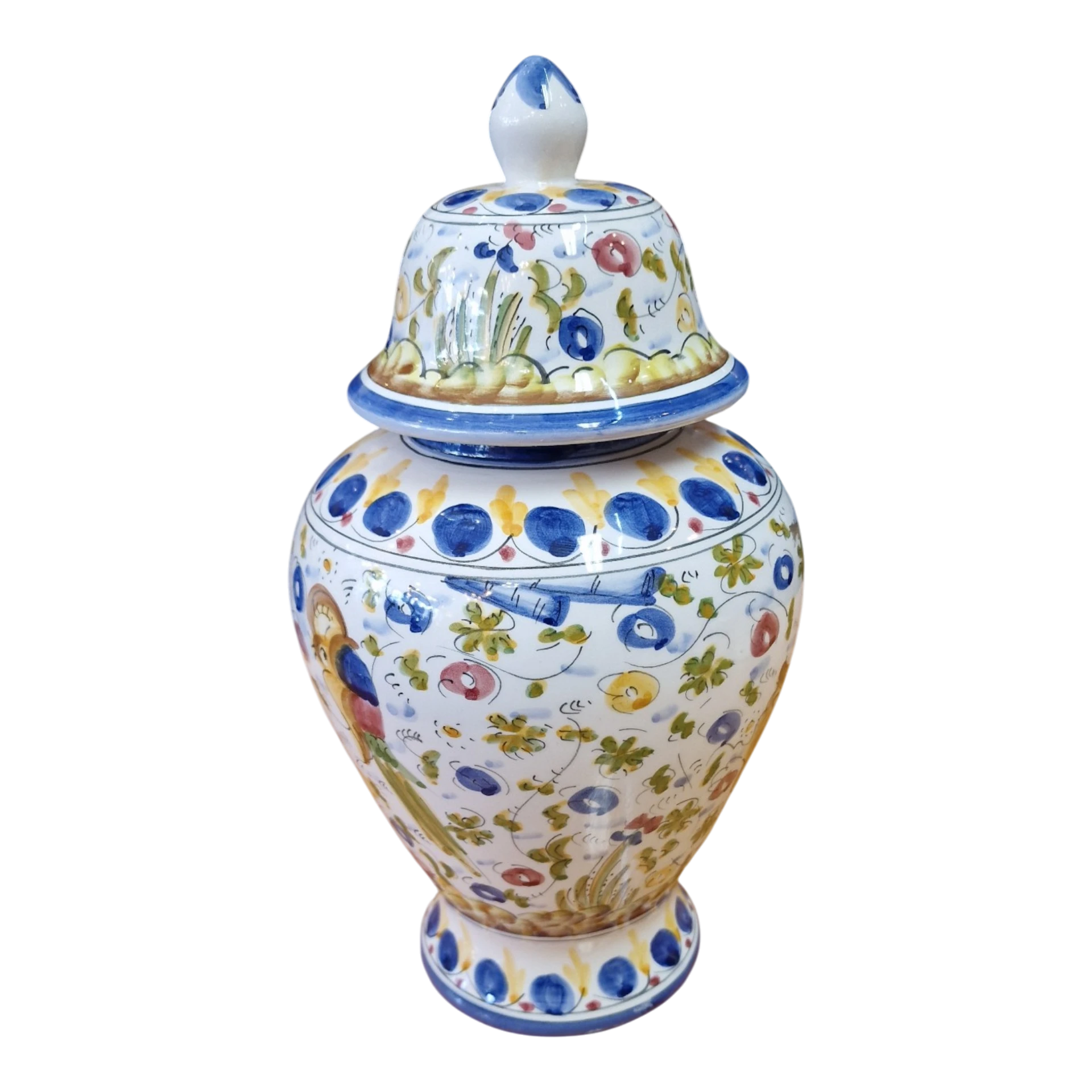 Pote em Faiança de Alcobaça Pintado à Mão, Estilo Séc. XVII – N.º 59 – 25 cm, 680 g