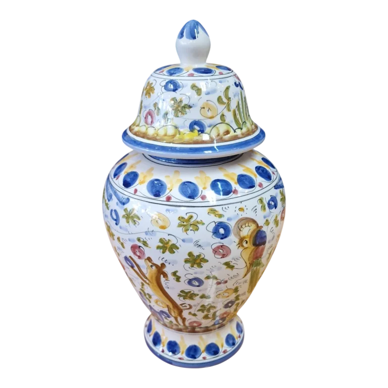 Pote em Faiança de Alcobaça Pintado à Mão, Estilo Séc. XVII – N.º 59 – 25 cm, 680 g