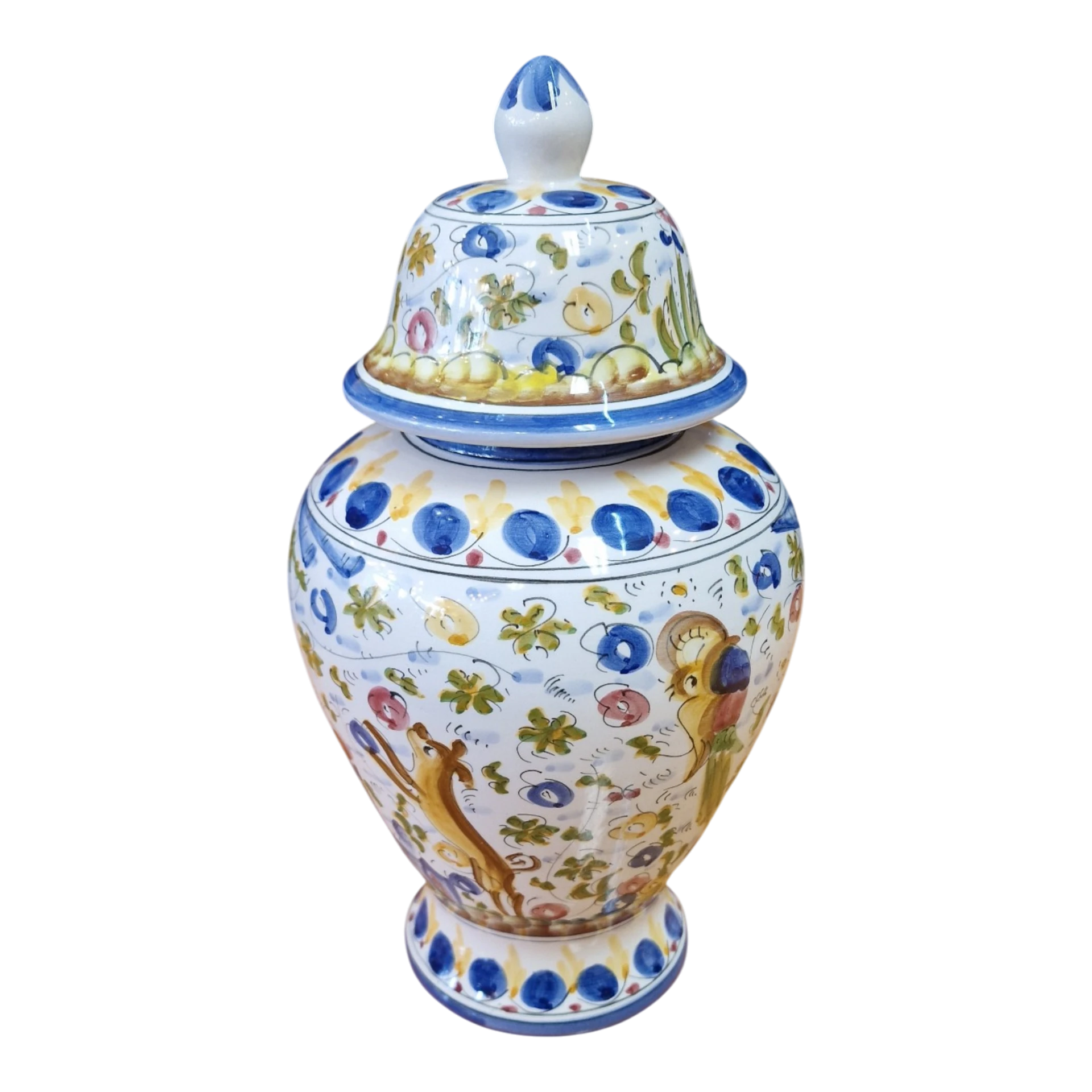 Pote em Faiança de Alcobaça Pintado à Mão, Estilo Séc. XVII – N.º 59 – 25 cm, 680 g
