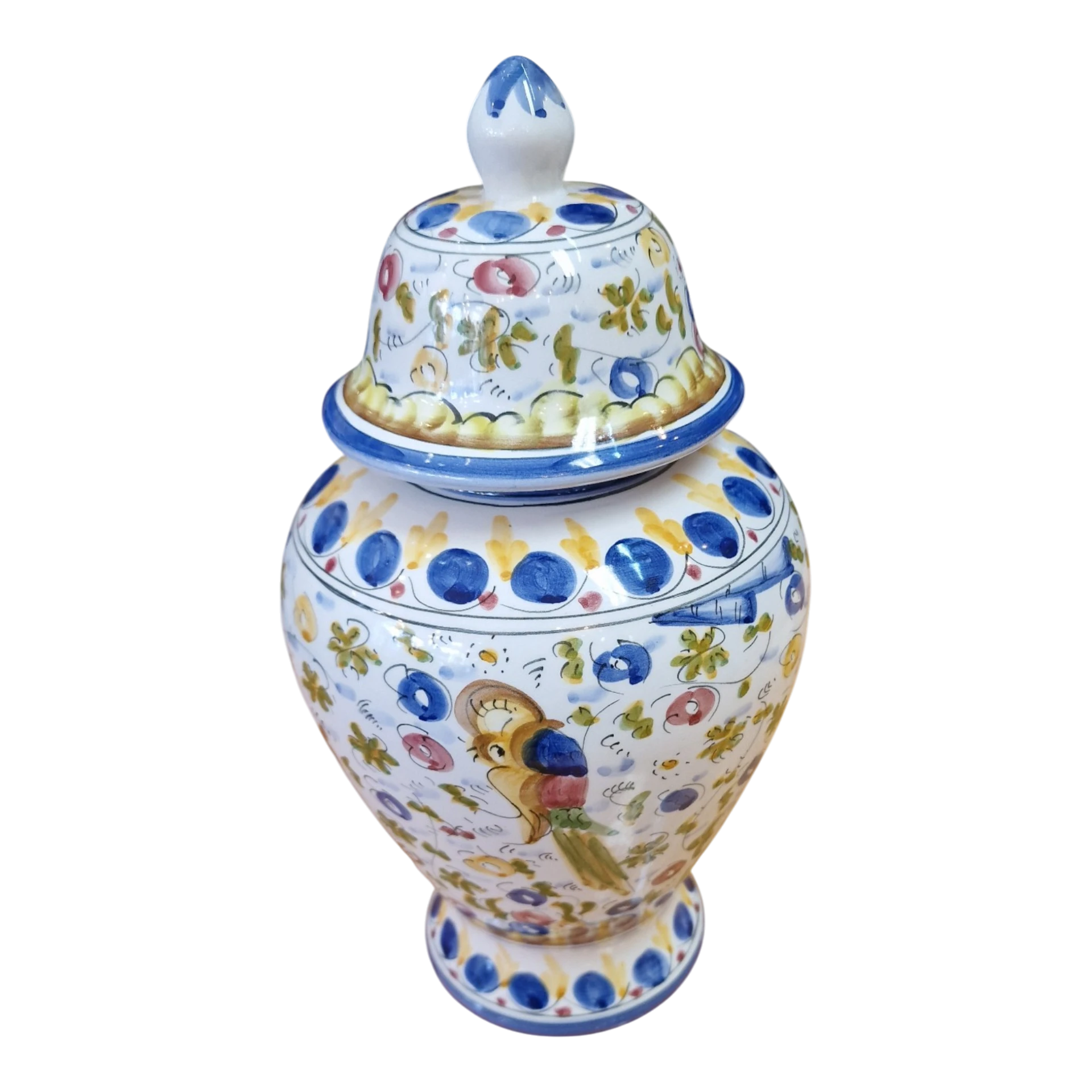 Pote em Faiança de Alcobaça Pintado à Mão, Estilo Séc. XVII – N.º 59 – 25 cm, 680 g