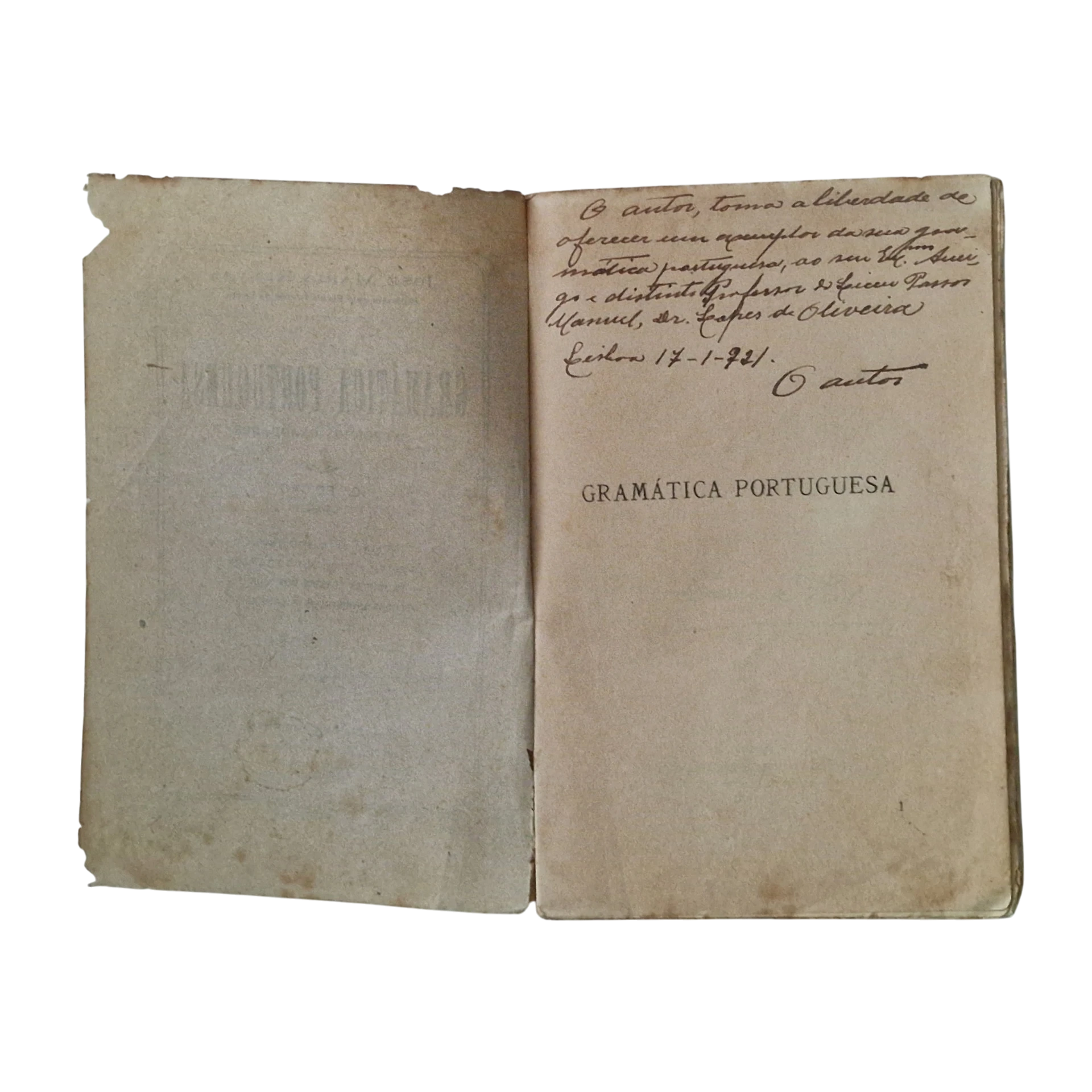Gramática Portuguesa: Exercícios Graduados – José Maria Relvas - 10.ª Edição - 1920 - Assinado pelo Autor