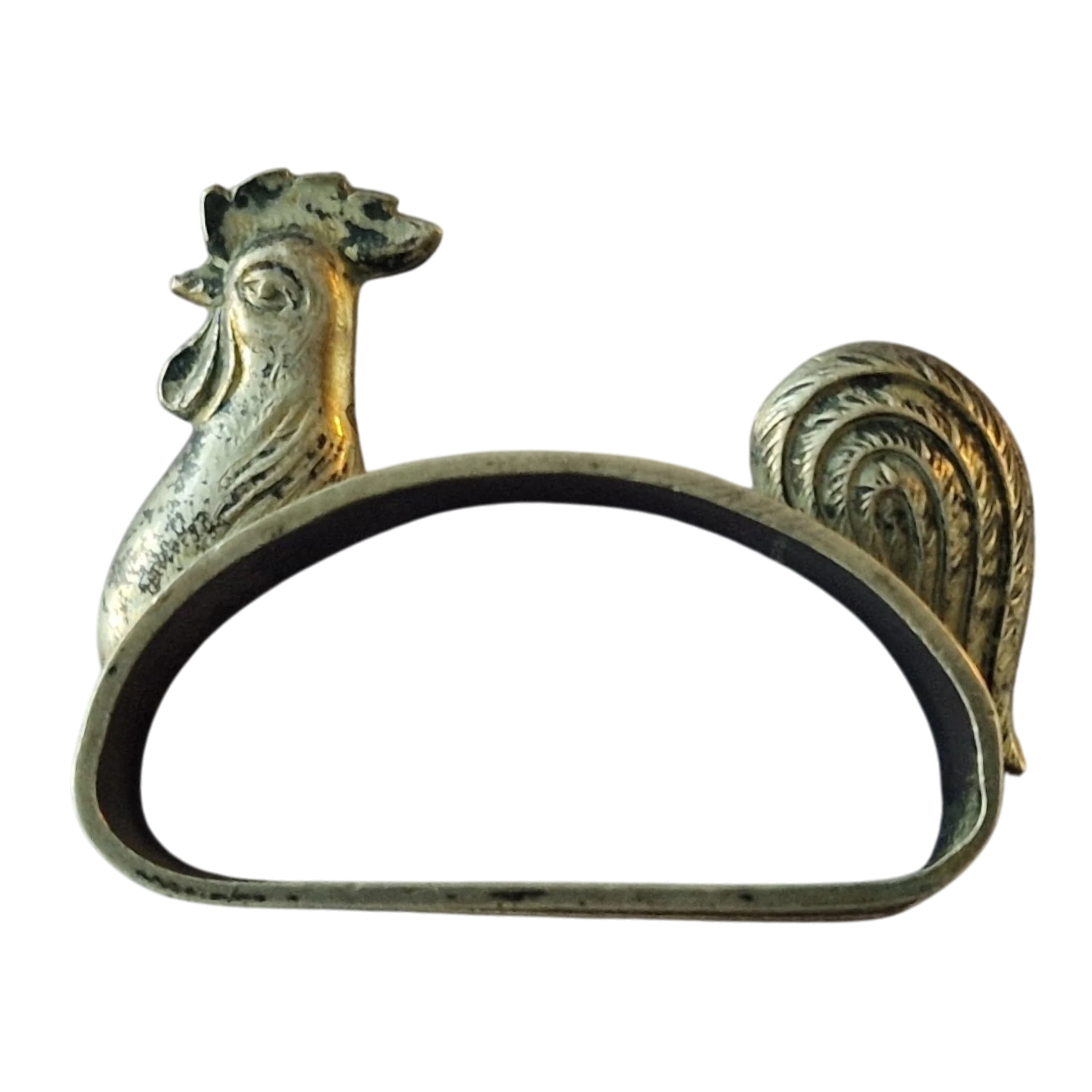 Argola de Guardanapo em Prata Topázio com Galo – 9g 4x2 cm