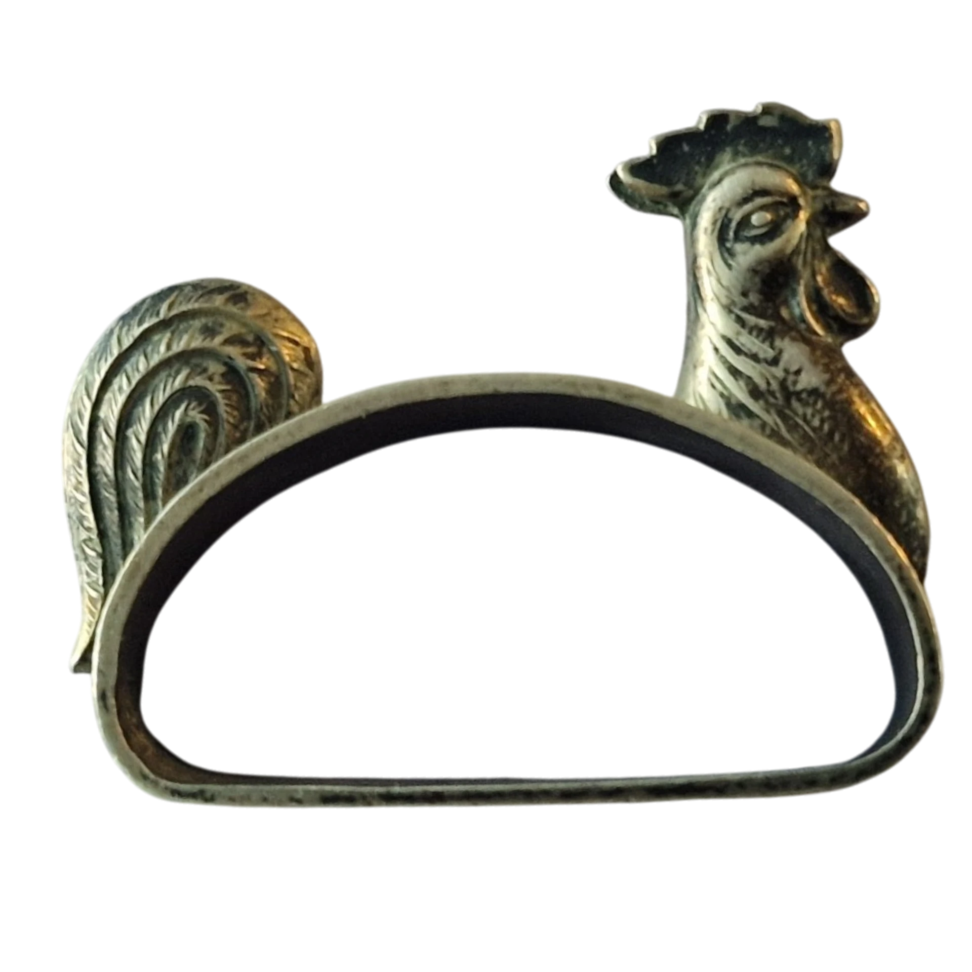 Argola de Guardanapo em Prata Topázio com Galo – 9g 4x2 cm