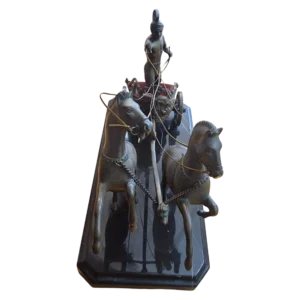 Escultura Biga Romana em Bronze sobre Base de Mármore (séc. XX)