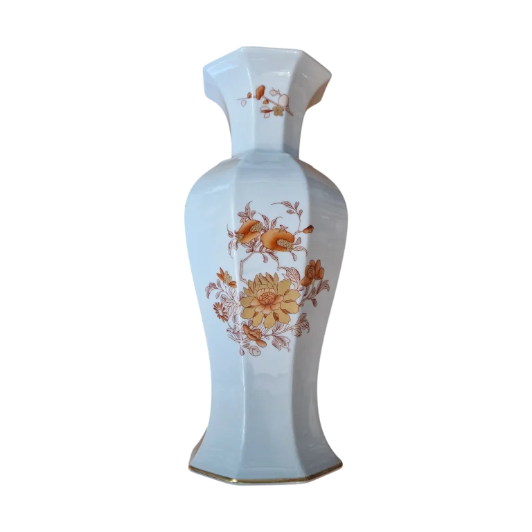 Jarra Vista Alegre Decoração Iris em Porcelana Octogonal com Filete Dourado – 29,5 cm