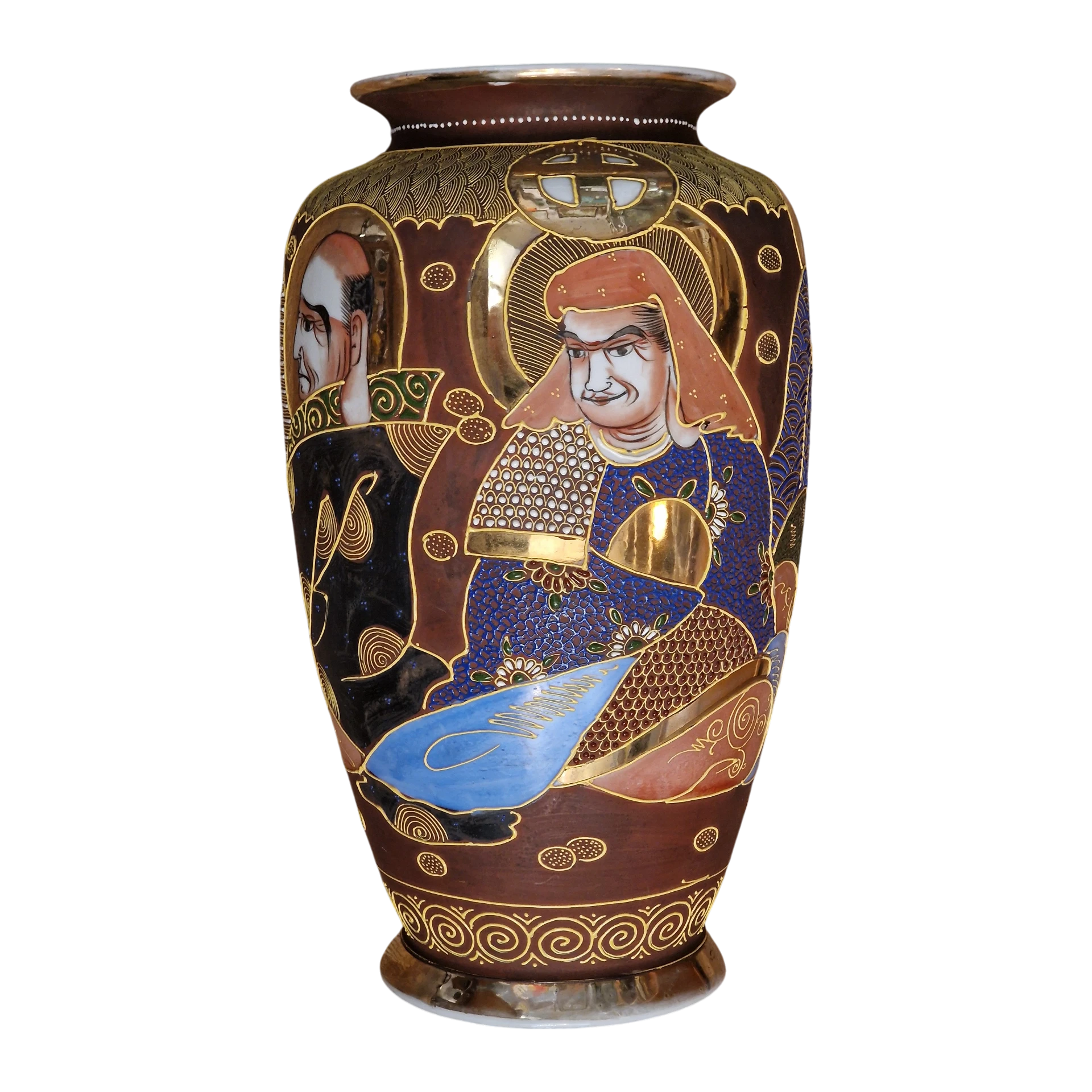 Par de Jarrões Japoneses Satsuma Moriage Dai Nippon em Porcelana Pintada à Mão - 36 cm (início do séc. XX)