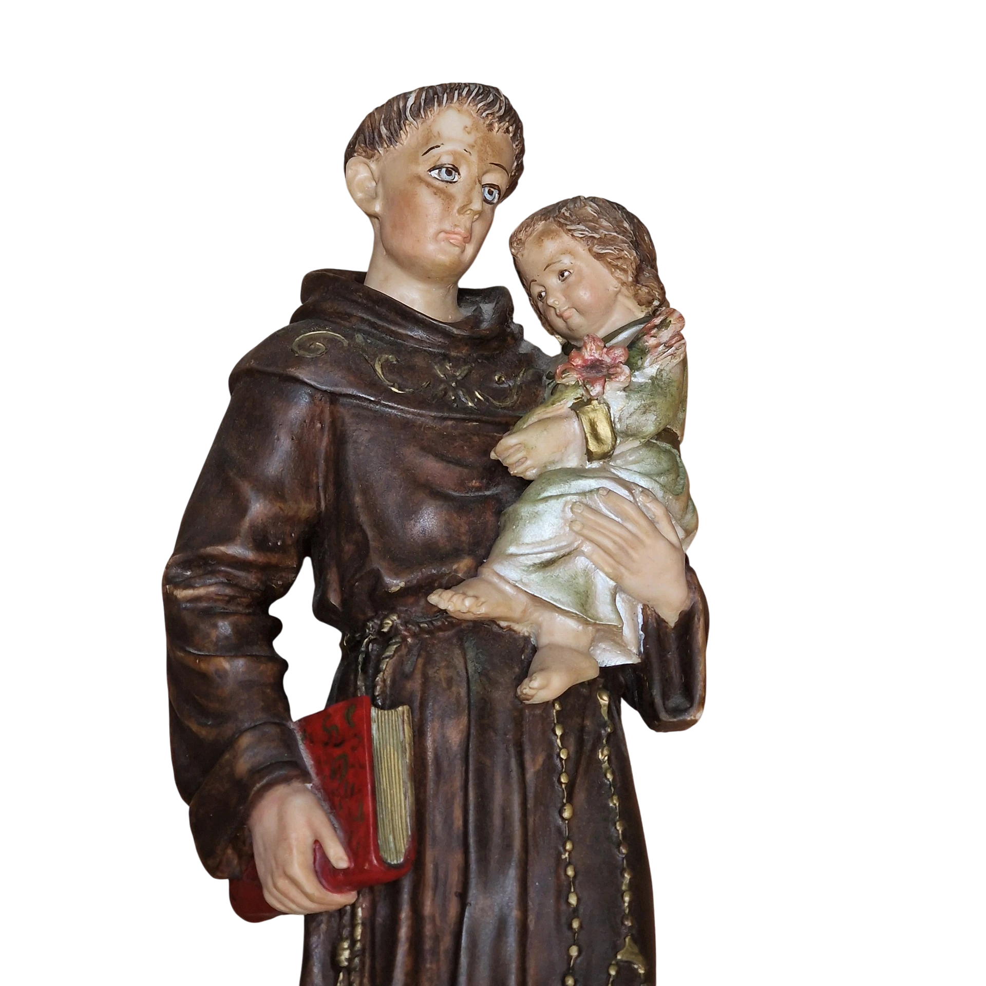 Escultura Santo António com o Menino em Marfinite Pintada à Mão - 58 cm (séc. XX/XXI)