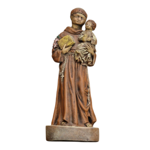 Santo António com o Menino Jesus 21cm — Porta-Vela Devocional Pintado à Mão — Stonedust Portugal