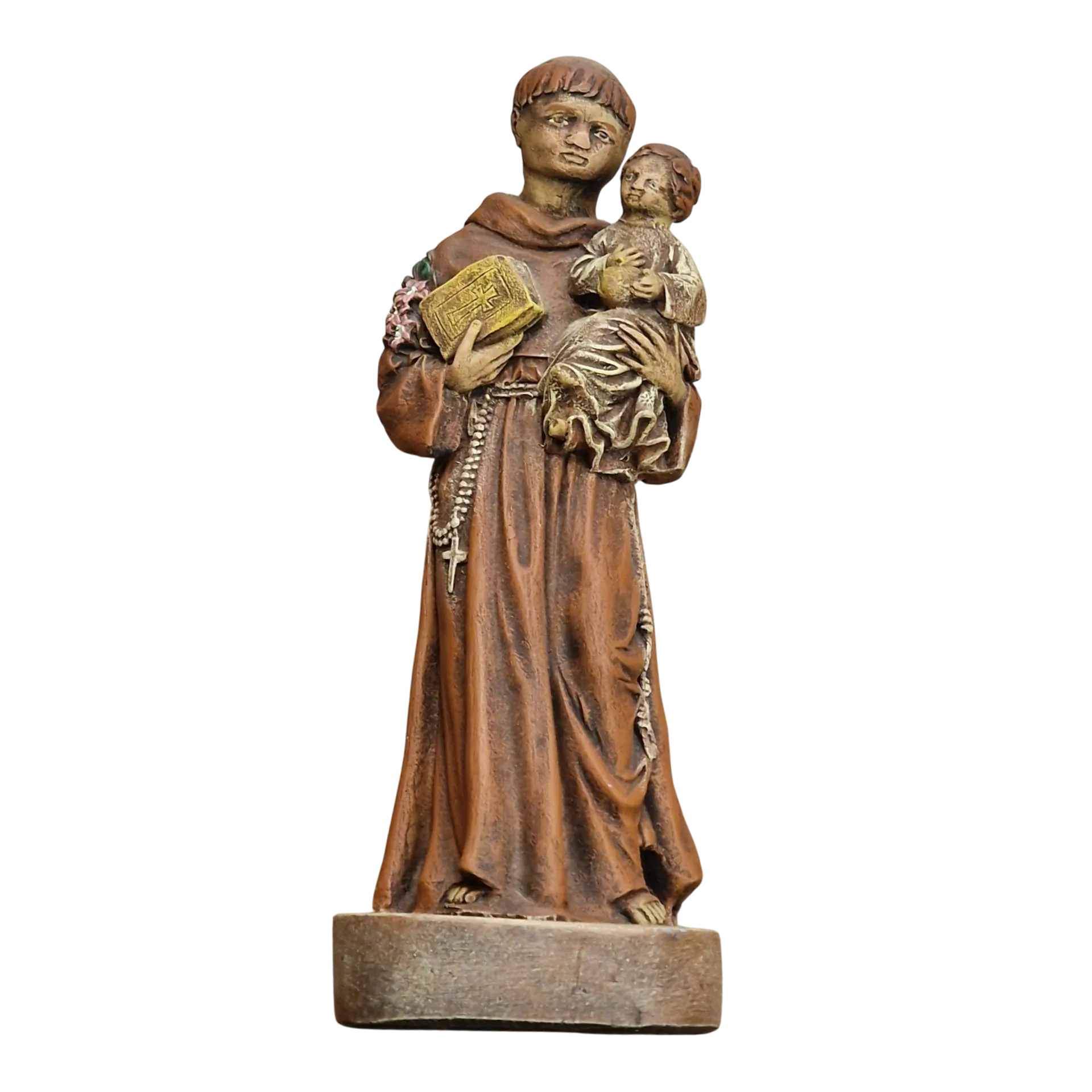 Santo António com o Menino Jesus 21cm — Porta-Vela Devocional Pintado à Mão — Stonedust Portugal