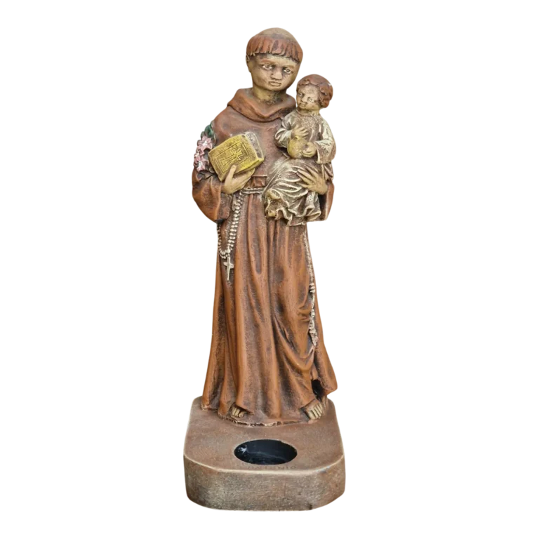 Santo António com o Menino Jesus 21cm — Porta-Vela Devocional Pintado à Mão — Stonedust Portugal
