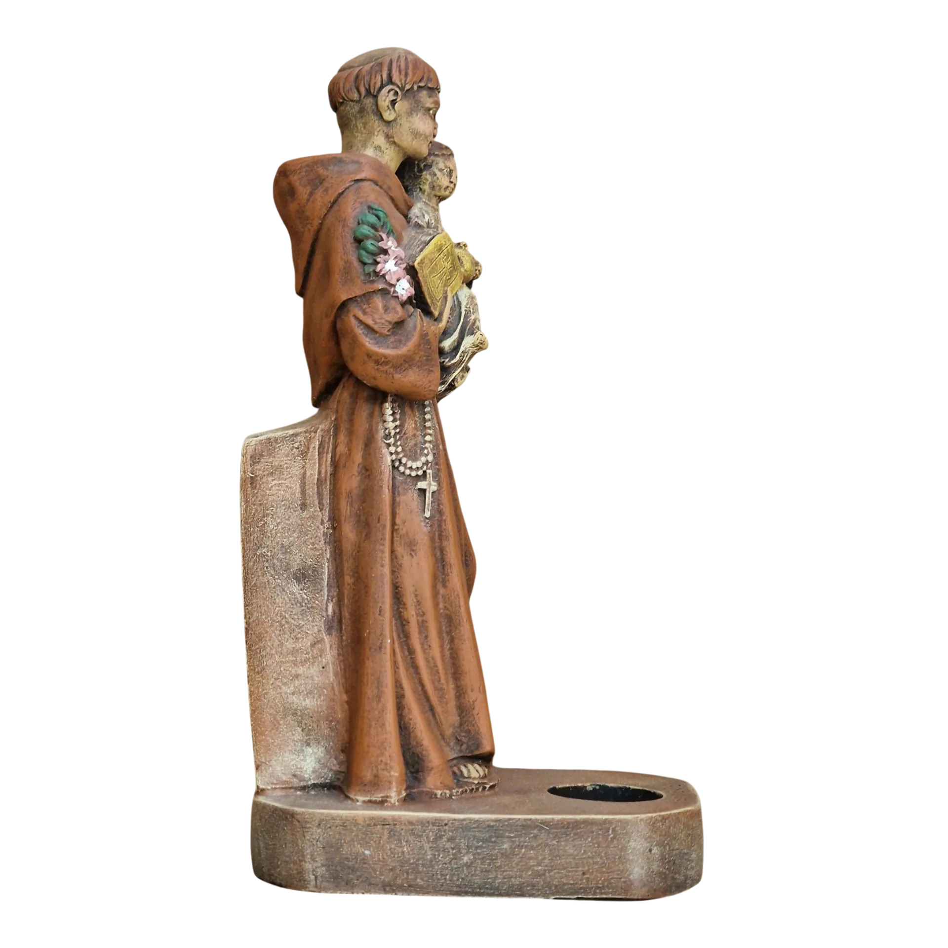 Santo António com o Menino Jesus 21cm — Porta-Vela Devocional Pintado à Mão — Stonedust Portugal