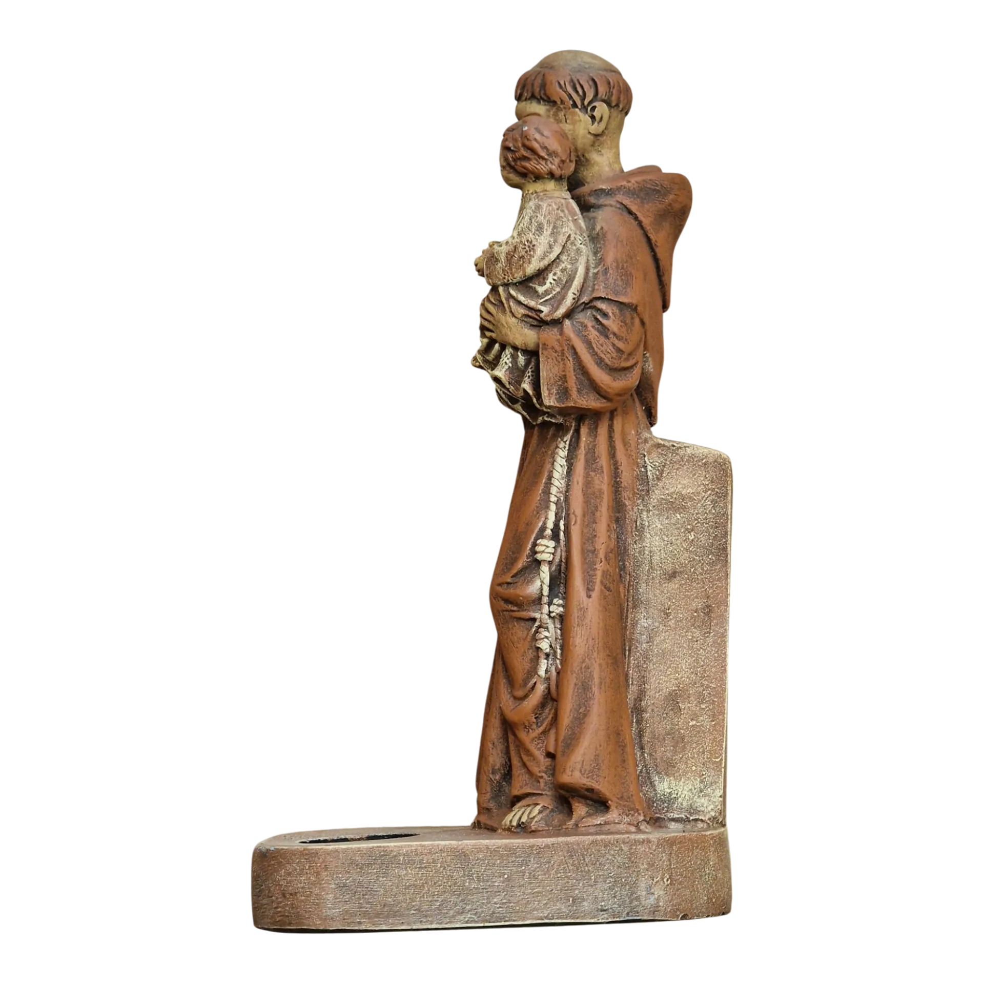 Santo António com o Menino Jesus 21cm — Porta-Vela Devocional Pintado à Mão — Stonedust Portugal