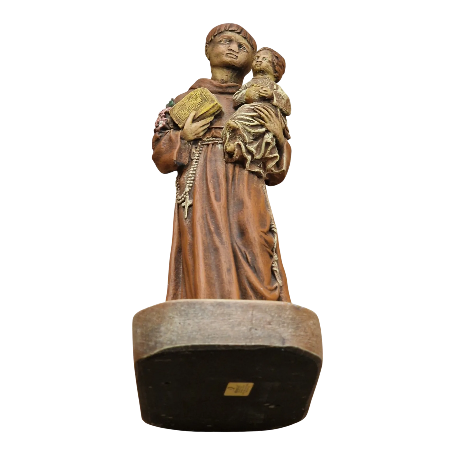 Santo António com o Menino Jesus 21cm — Porta-Vela Devocional Pintado à Mão — Stonedust Portugal