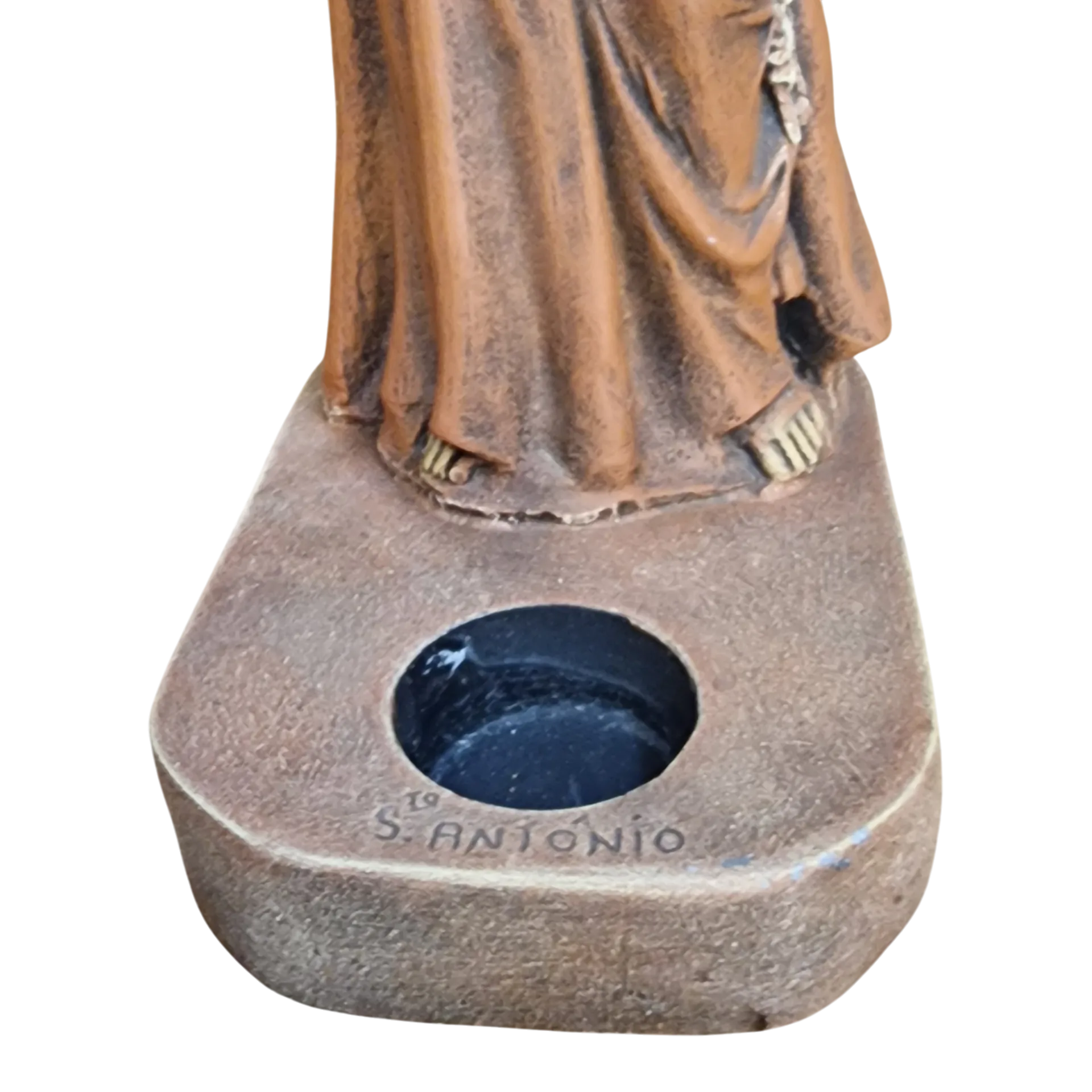 Santo António com o Menino Jesus 21cm — Porta-Vela Devocional Pintado à Mão — Stonedust Portugal
