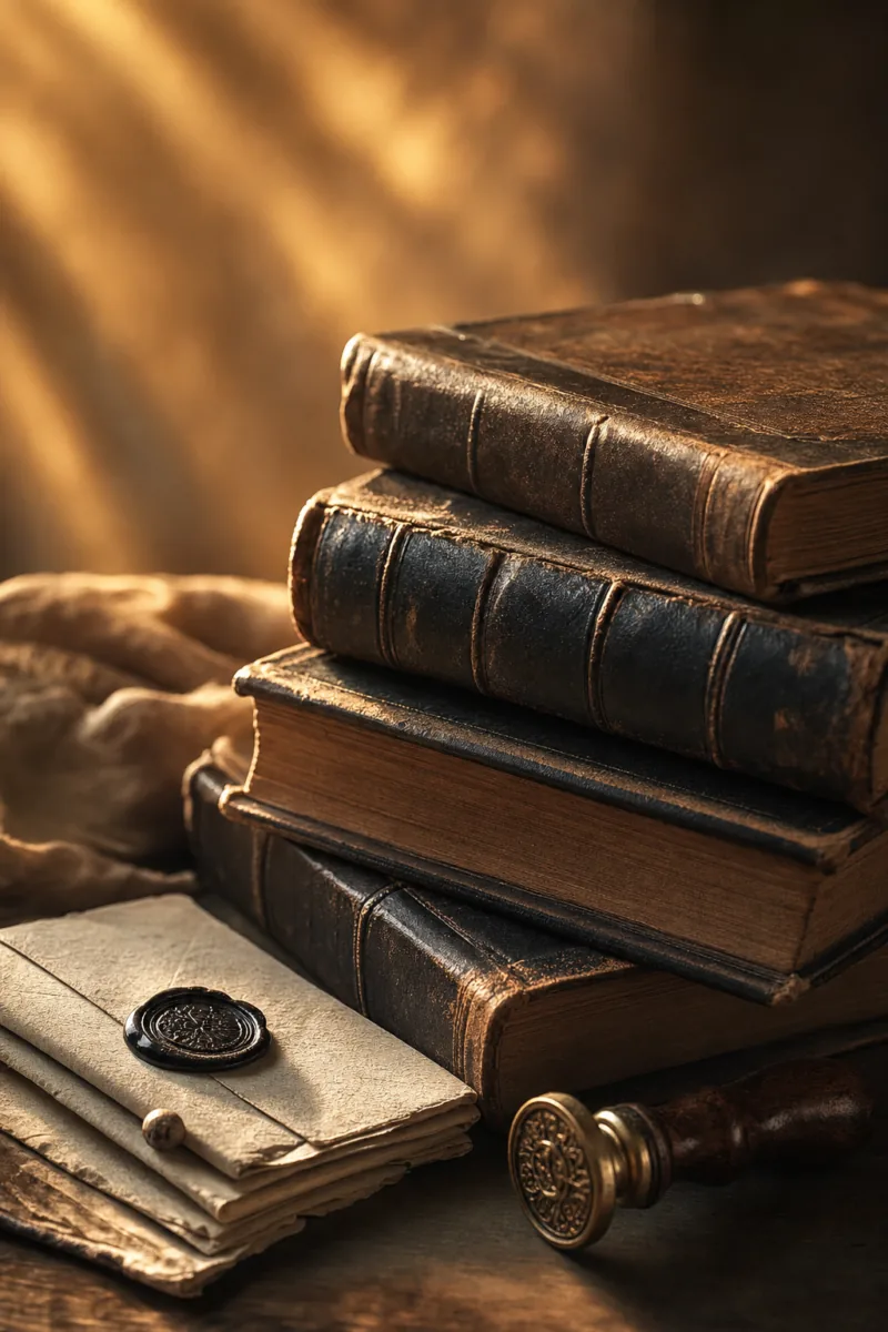 Livros e documentos de herança — livros antigos e cartas manuscritas