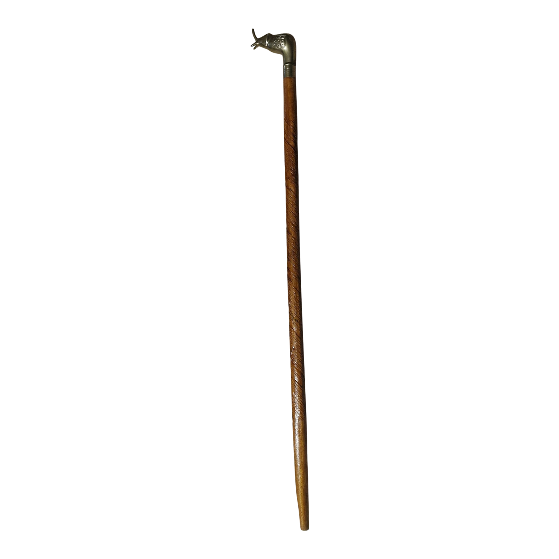 Bengala Vintage em Madeira com Pega de Elefante em Metal – Esculpida à Mão – 94 cm