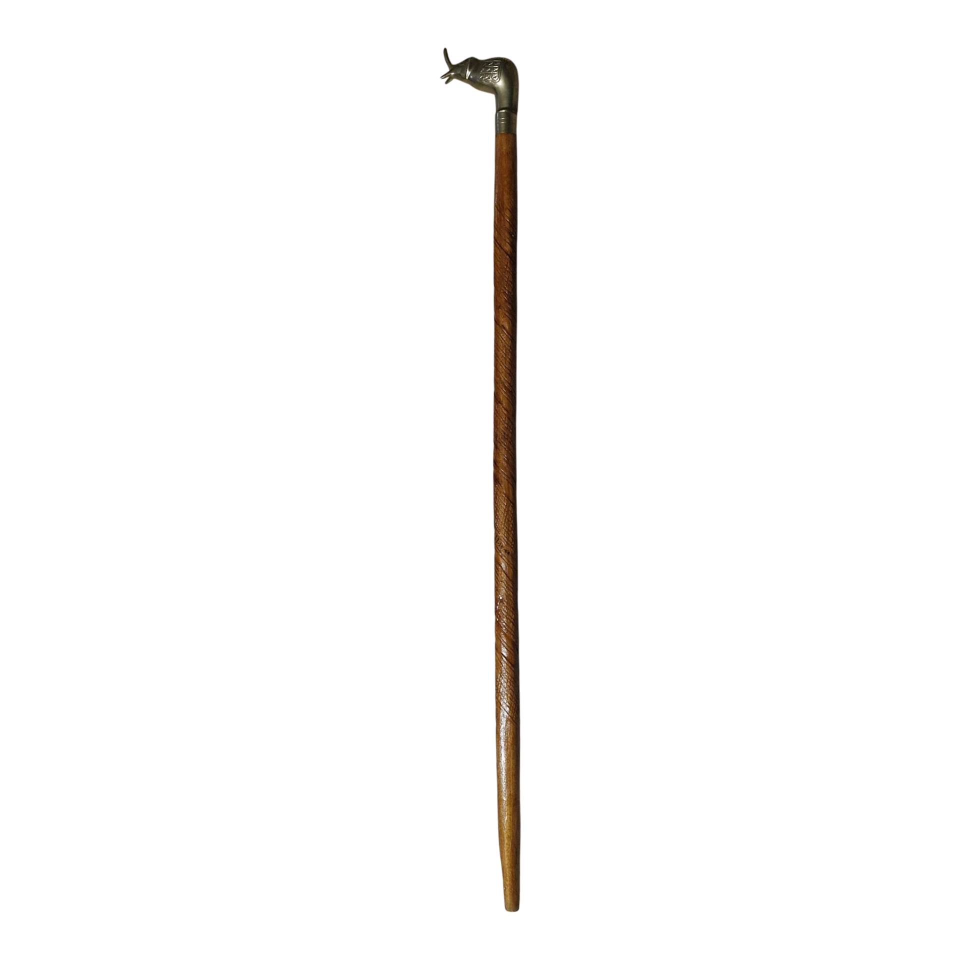 Bengala Vintage em Madeira com Pega de Elefante em Metal – Esculpida à Mão – 94 cm