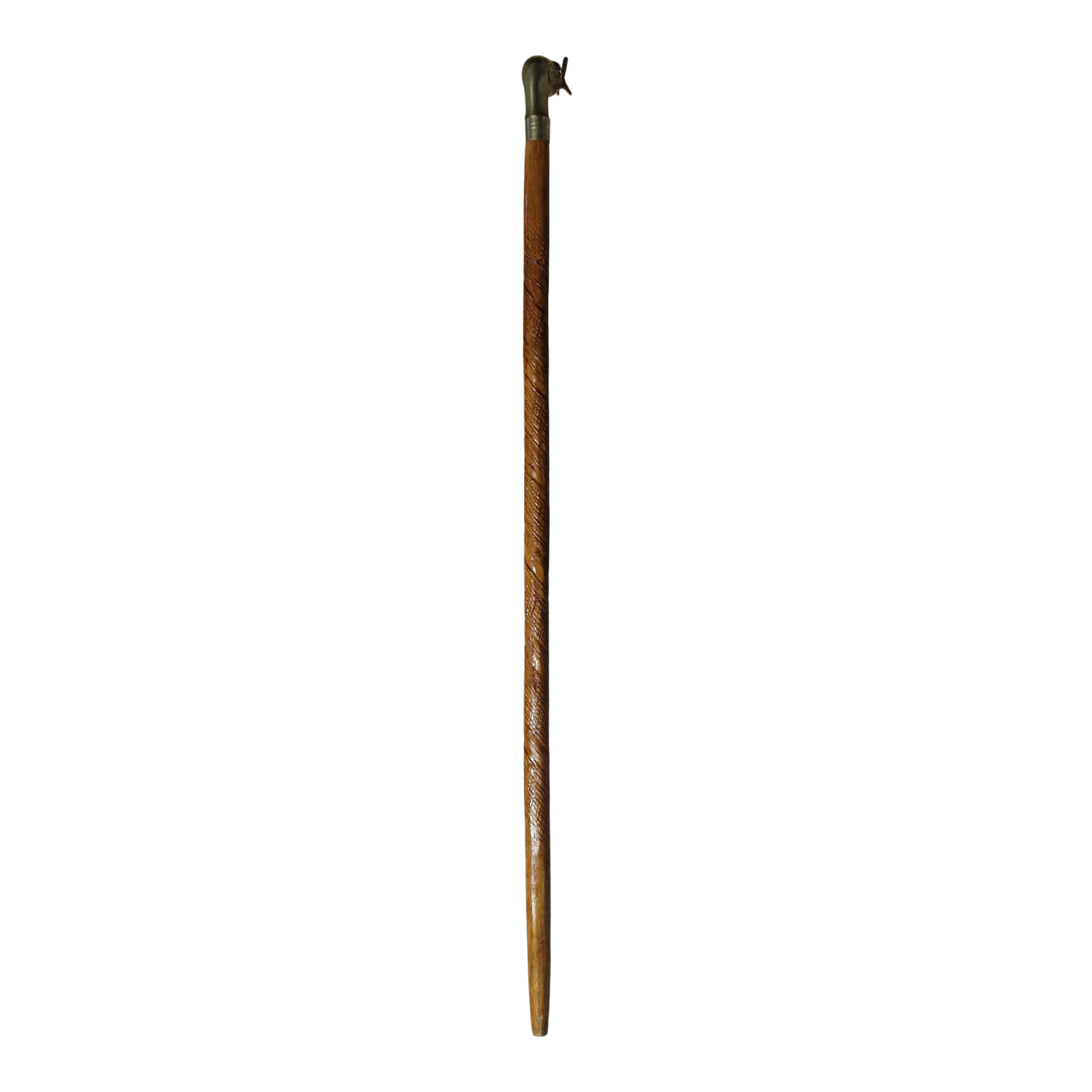 Bengala Vintage em Madeira com Pega de Elefante em Metal – Esculpida à Mão – 94 cm