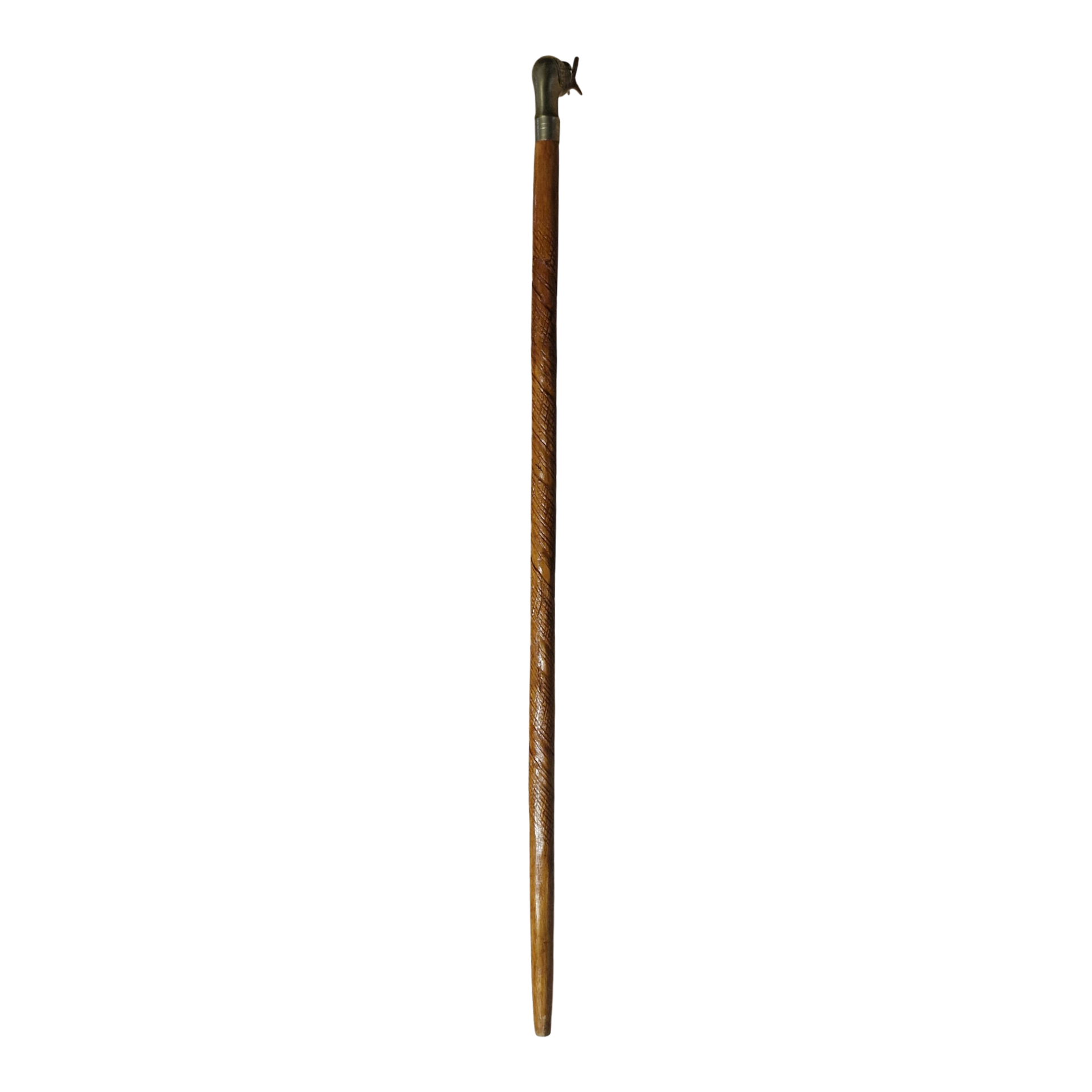 Bengala Vintage em Madeira com Pega de Elefante em Metal – Esculpida à Mão – 94 cm