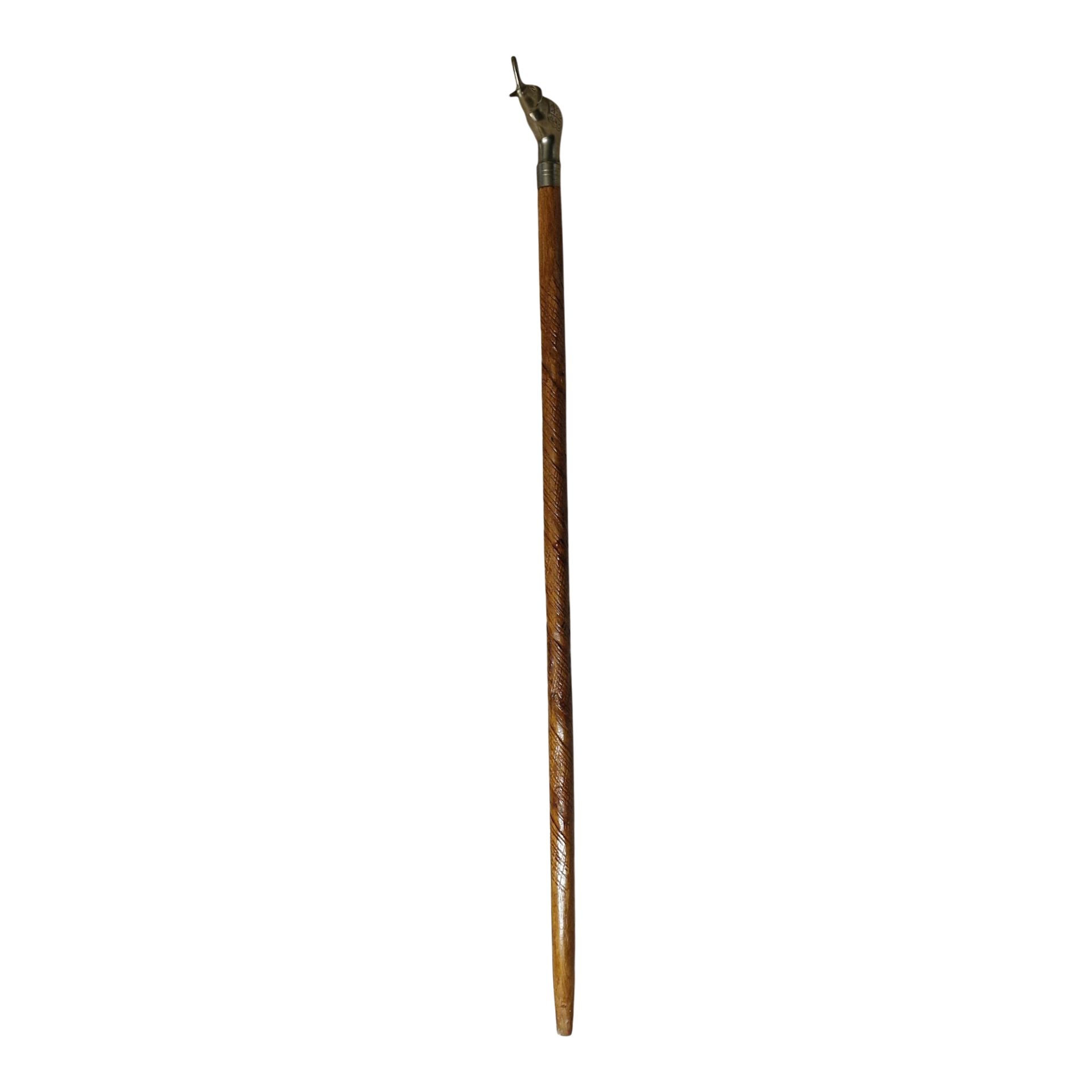 Bengala Vintage em Madeira com Pega de Elefante em Metal – Esculpida à Mão – 94 cm