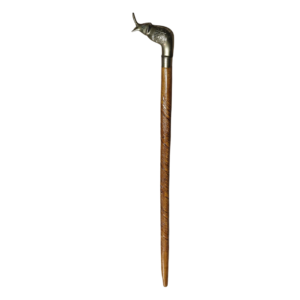 Bengala Vintage em Madeira com Pega de Elefante em Metal – Esculpida à Mão – 94 cm