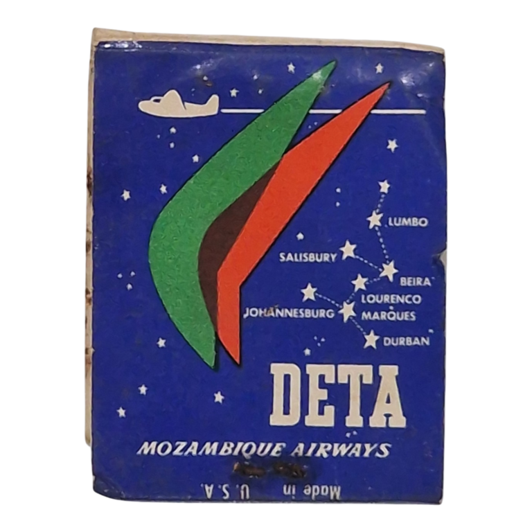Carteira de Fósforos Vintage DETA Mozambique Airways | Aviação