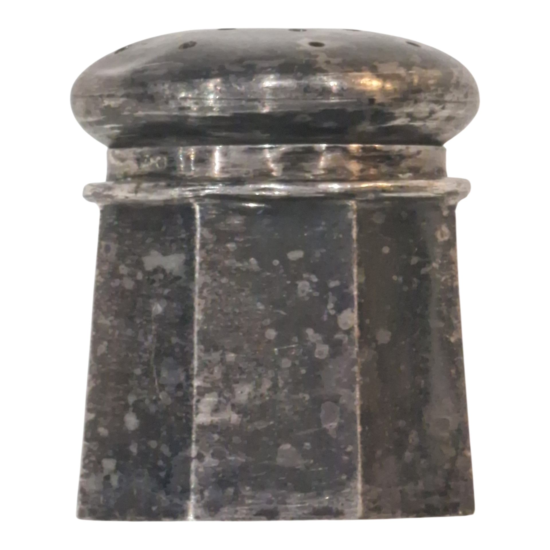 Pequeno Saleiro / Pimenteiro em Prata Portuguesa Contrastada – Corpo Facetado | 18 g – 3,2 cm