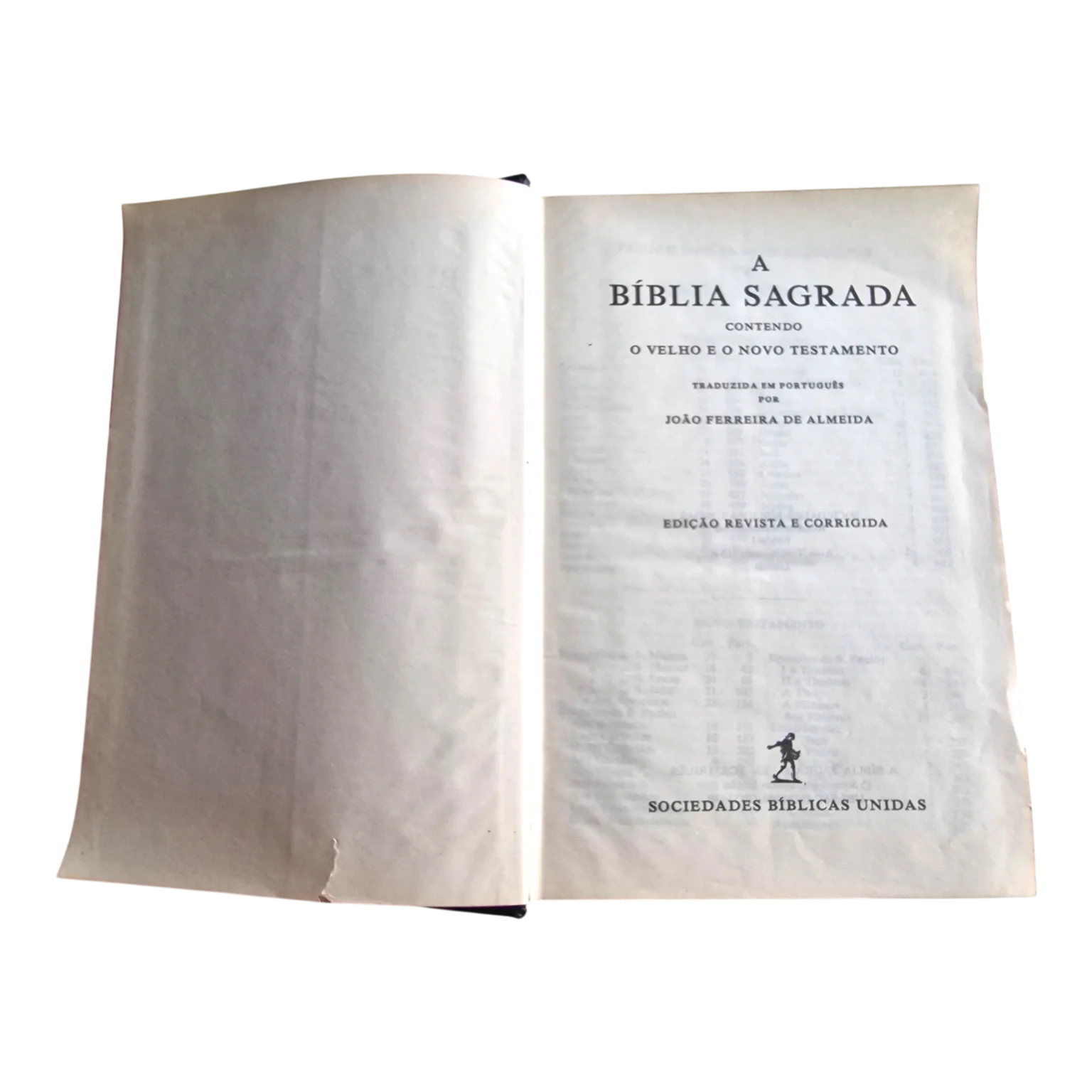 A Bíblia Sagrada, contendo o Velho e o Novo Testamento | João Ferreira de Almeida (trad.) | Edição Revista e Corrigida | Sociedades Bíblicas Unidas | 1968 (tiragem de 1977) — Folha de rosto