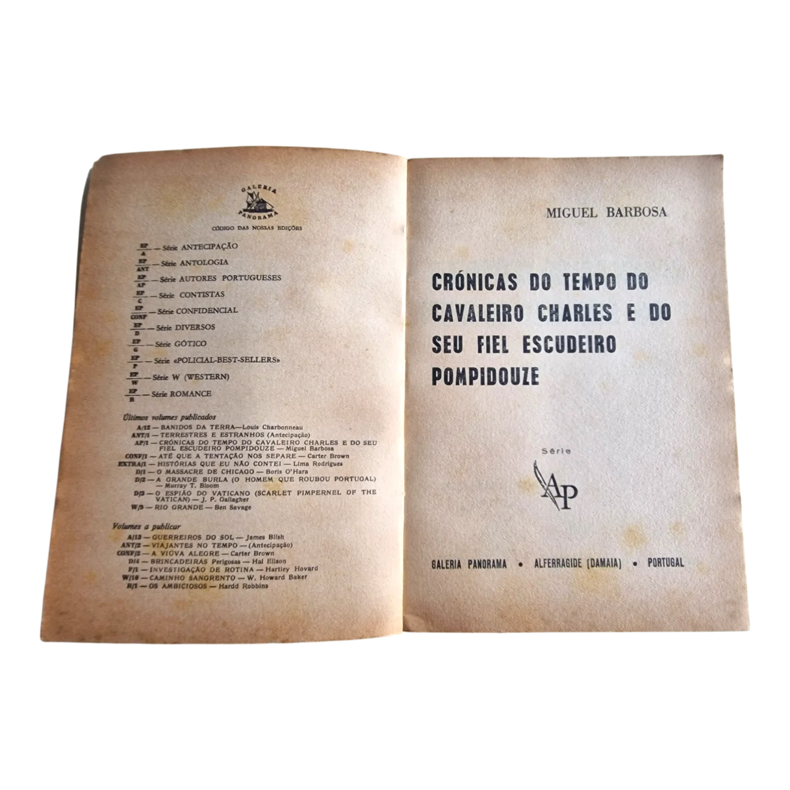 Crónicas do Tempo do Cavaleiro Charles e do Seu Fiel Escudeiro Pompidouze | Miguel Barbosa | Galeria Panorama — Folha de rosto
