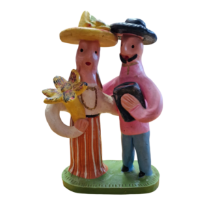 Ana Baraça – Casal Popular Abraçado em Barro Policromado – Figurado de Barcelos, Portugal – 19 cm