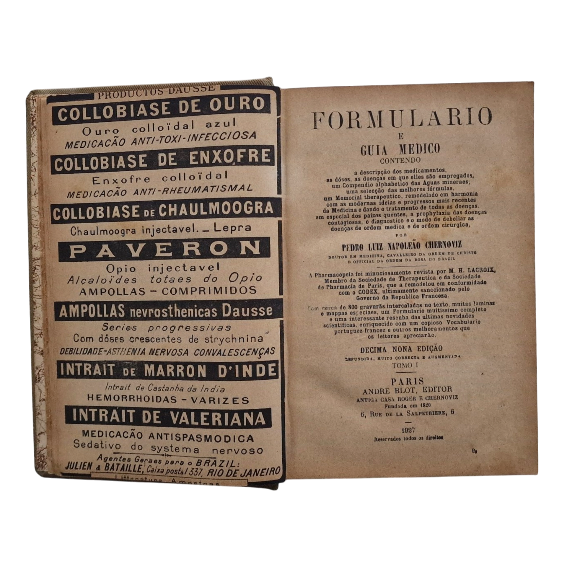 Formulário e Guia Médico – Tomo I | Chernoviz | 19.ª edição | 1927