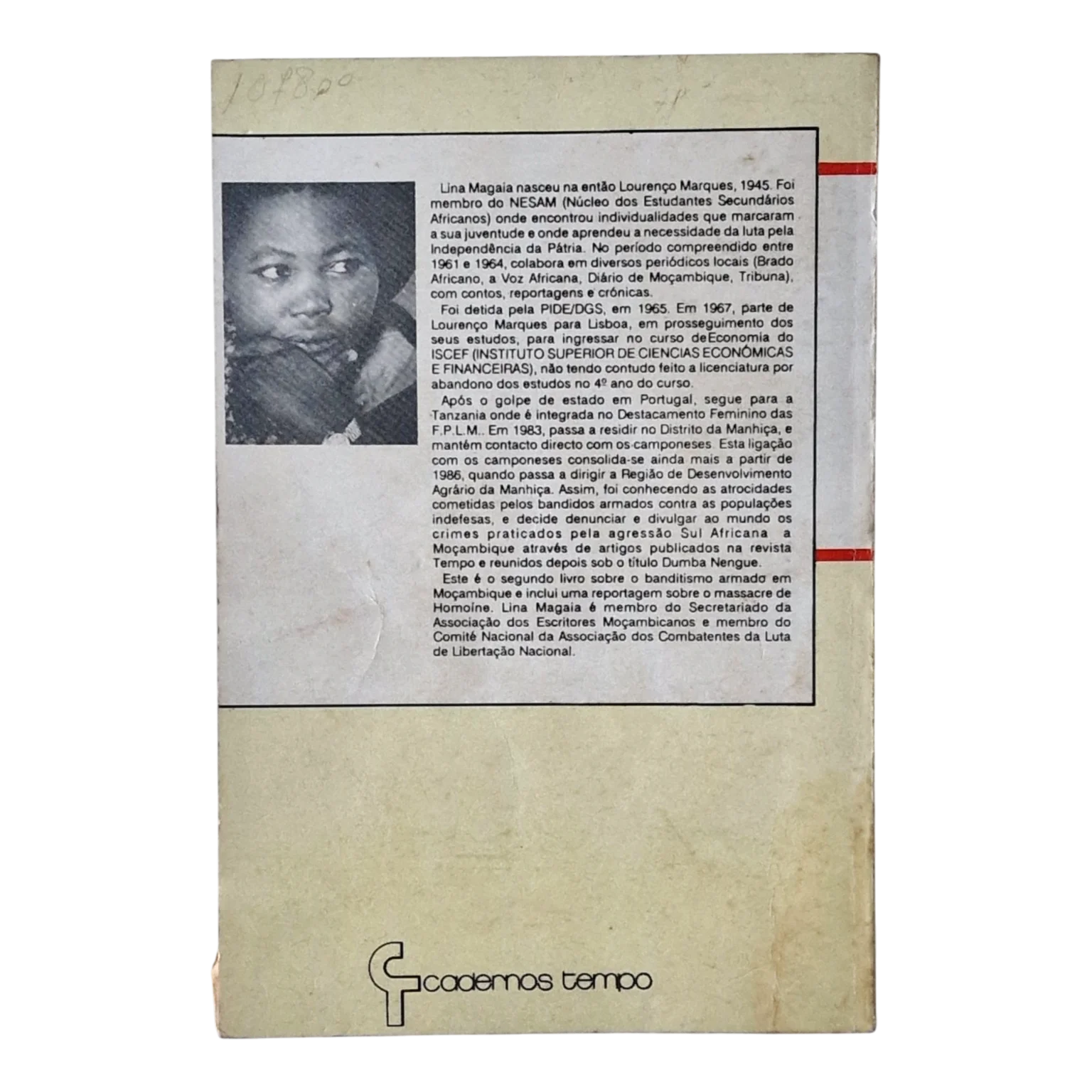 Duplo Massacre em Moçambique – Histórias Trágicas do Banditismo II | Lina Magaia | 1.ª Edição | Cadernos Tempo | 1989 — Contracapa